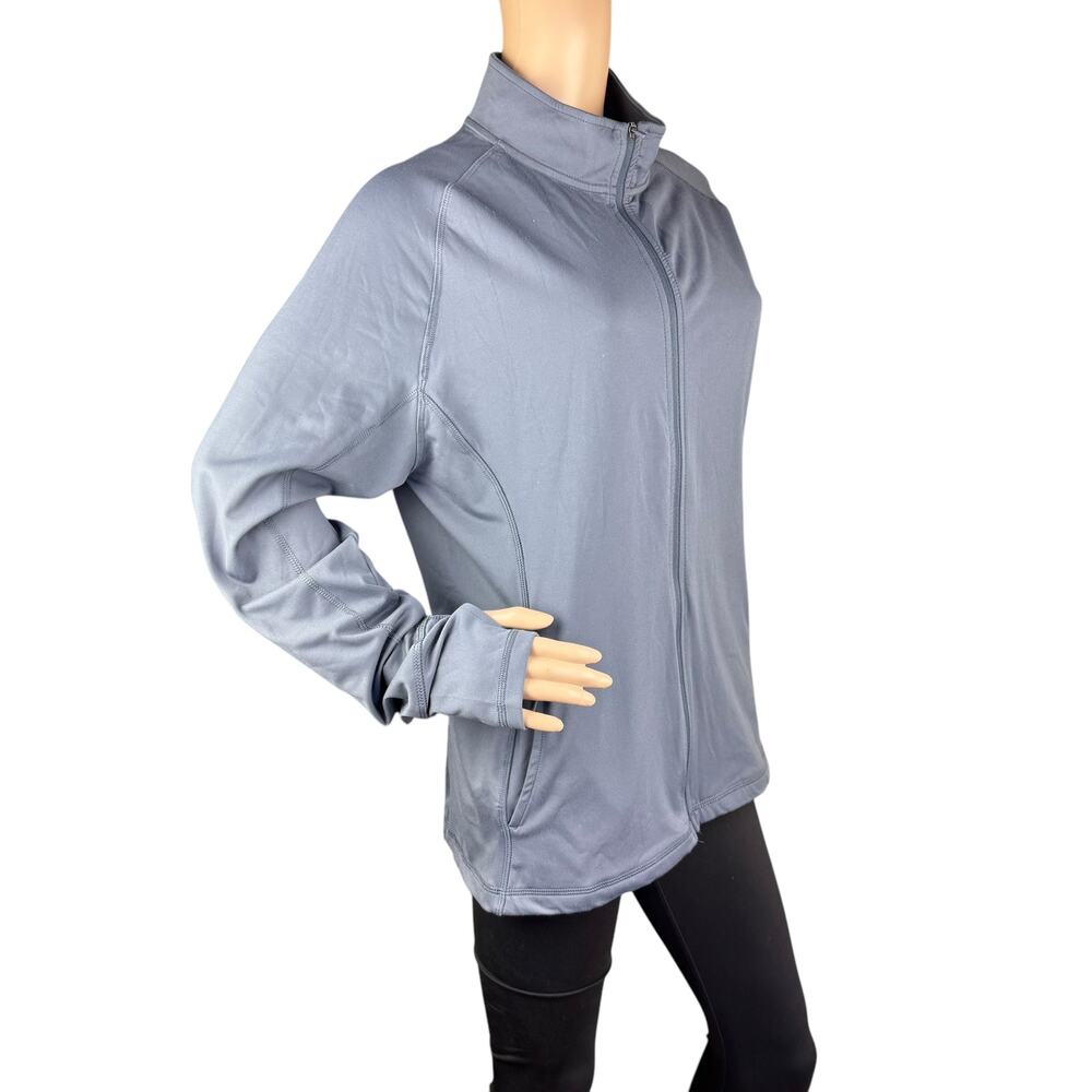 NWT Leg3nd Women Performance Running Jacket XL Blue Gray Full Zip Mock Neck